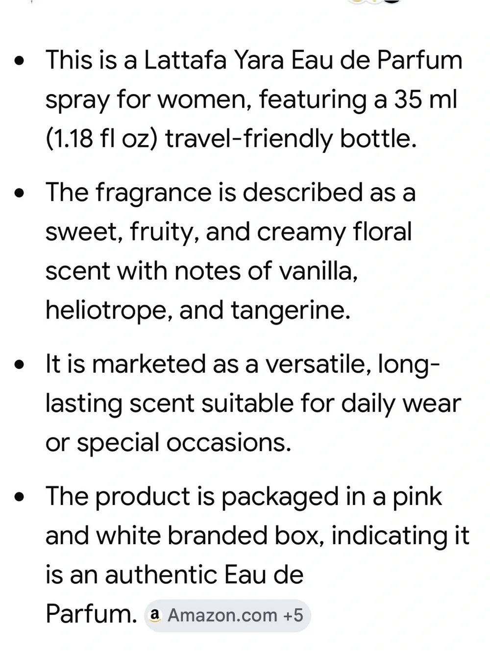 Yara travel perfume